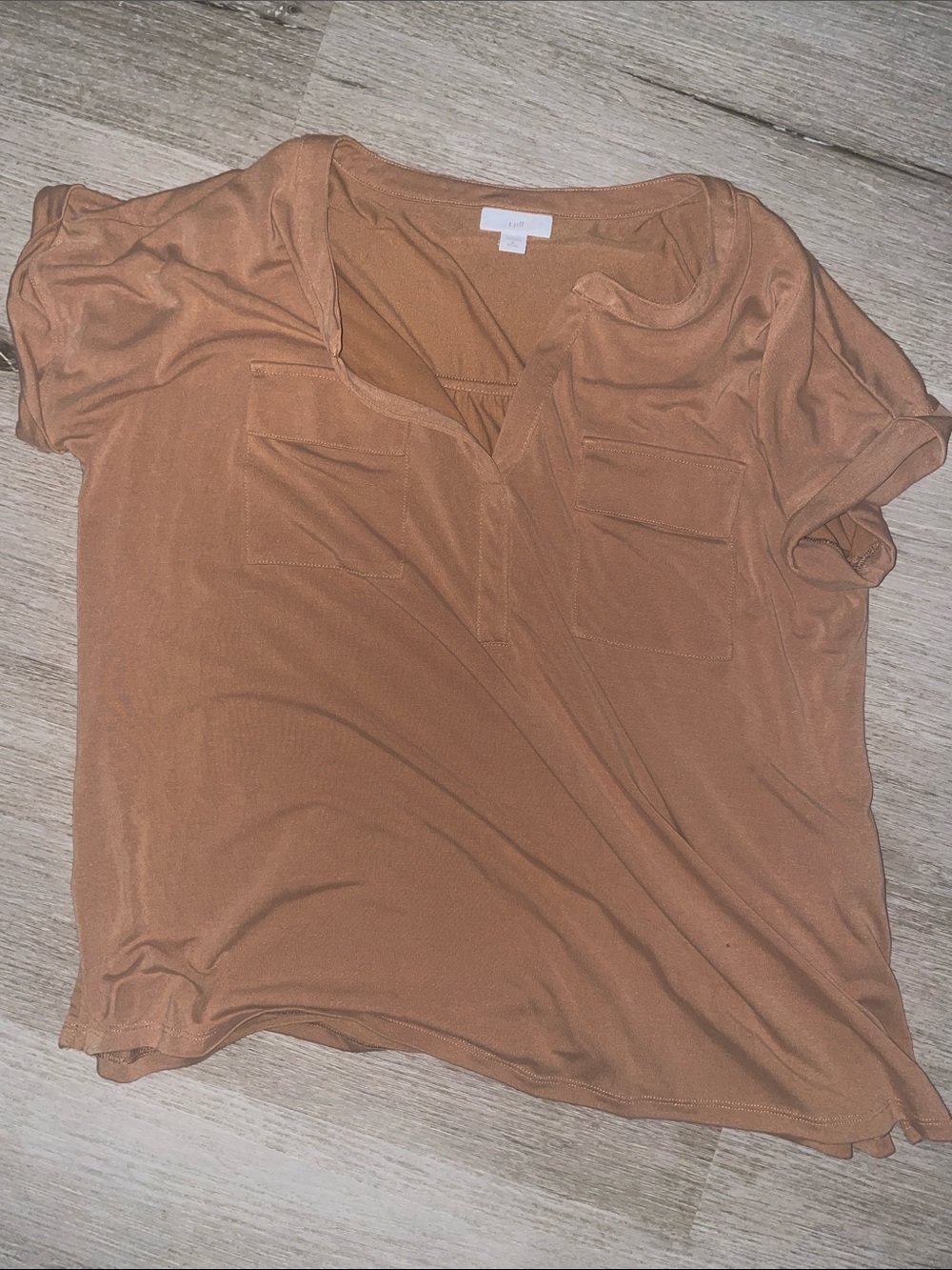 J.Jill Relaxed Pocket Front Short Sleeve Top - Brown